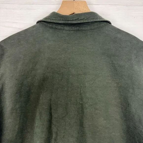 Eileen Fisher‎ Organic Cotton Hemp Jacket XL Green Utility Pockets Boxy Casual